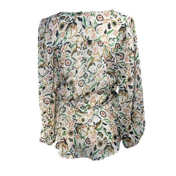 Ted Baker Floral Pattern Blouse w Tie Detail in Front Cream Size Small Brienna - Picture 7 of 13